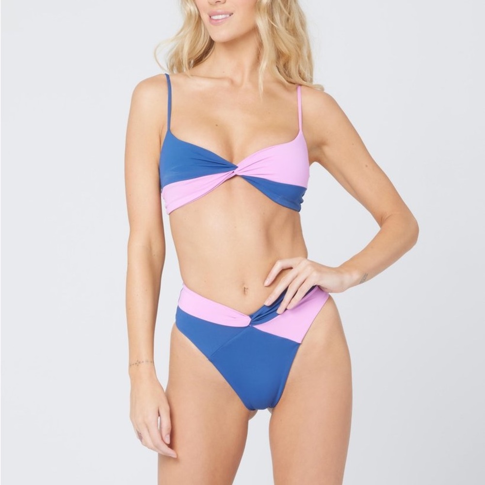 L*SPACE Swim Ringo Twist Colorblock Bikini Set